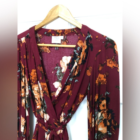 Long-sleeved Floral Wrap Top from Anthropologie size 4 - Picture 3 of 7